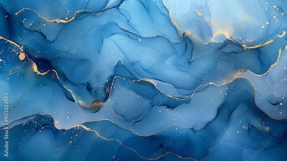 Abstract fluid art background with blue and golden colors Abstract fluid art background with blue and golden colors
