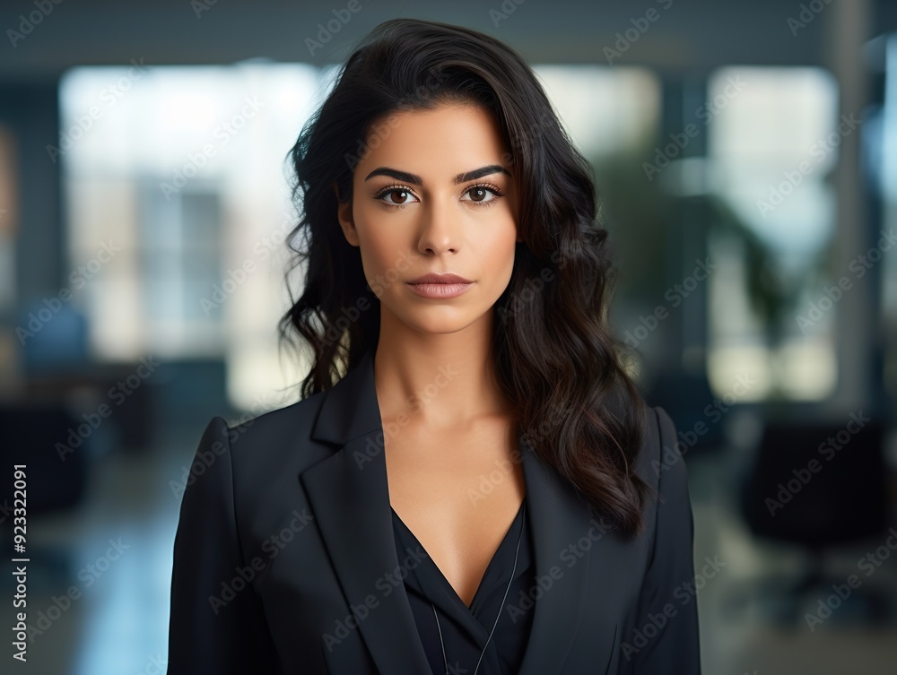 Portrait Attractive hispanic young confident business woman in business professional working office Portrait Attractive hispanic young confident business woman in business professional working office