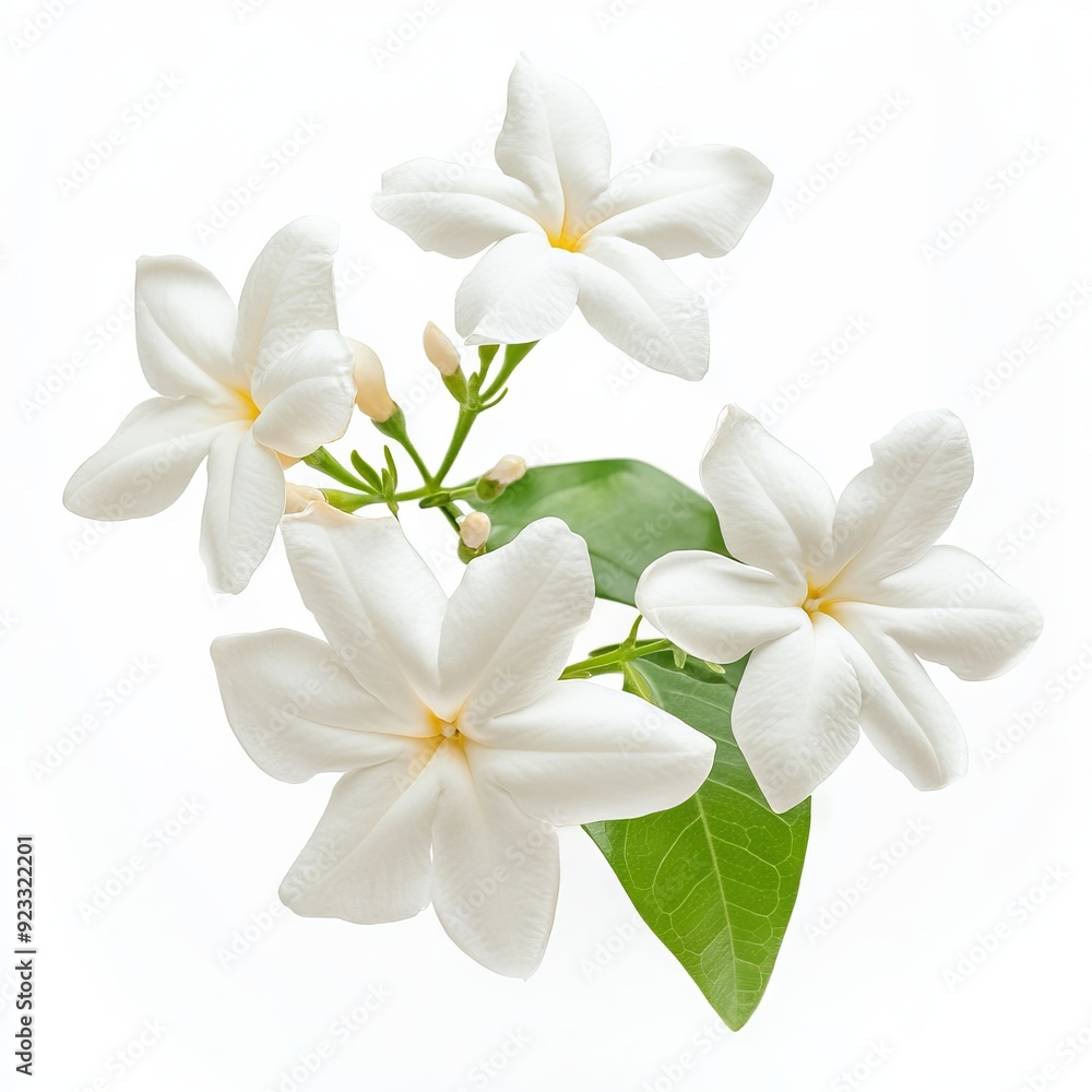 Close up of jasmine flower on an isolated white background Close up of jasmine flower on an isolated white background