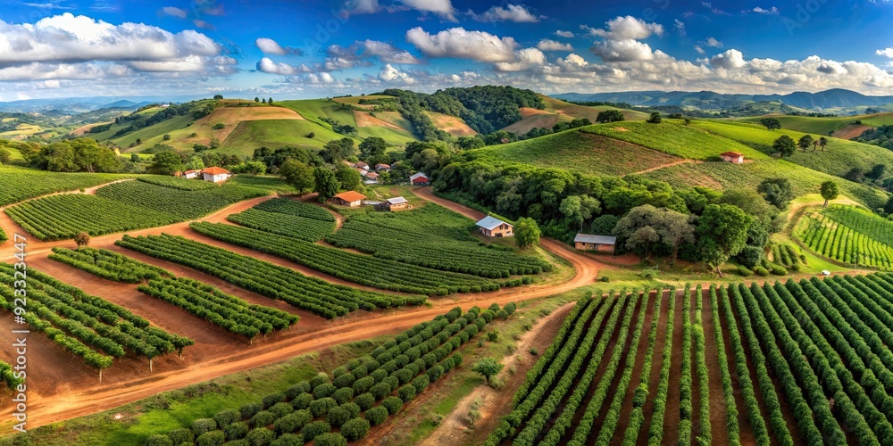 Wide view of Brazilian Mineira rural landscape with farms and coffee plantations in S?o Roque de Minas, MG, Brazil Wide view of Brazilian Mineira rural landscape with farms and coffee plantations in S?o Roque de Minas, MG, Brazil