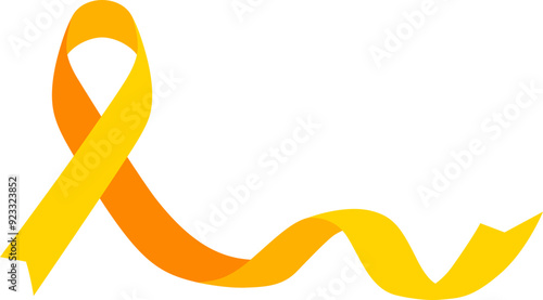 Yellow Orange Ribbon for Suicide Prevention and Childhood Cancer