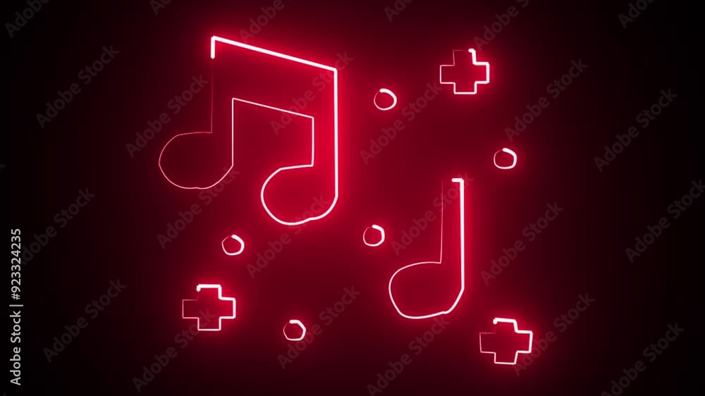 Neon music icon background animation. sheet music song animation music on a black background. Neon music icon background animation. sheet music song animation music on a black background.