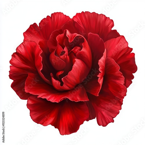 Realistic beautiful red carnation on an isolated white background 