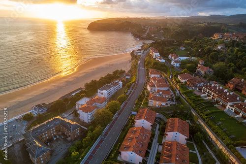 Aerial view of Comillas on north of Spain
