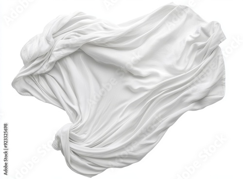 A white cloth fabric textile with a fashion satin motion drapery scarf flying chiffon veil background