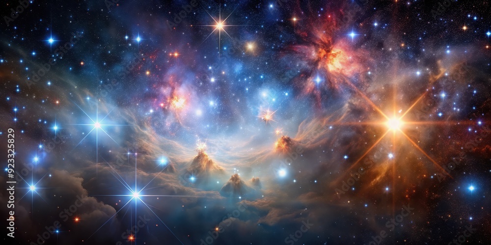 Fototapeta premium Abstract image showing the mesmerizing dance of stars and nebulae in a cosmic cascade, cosmic, cascade, stars, nebulae