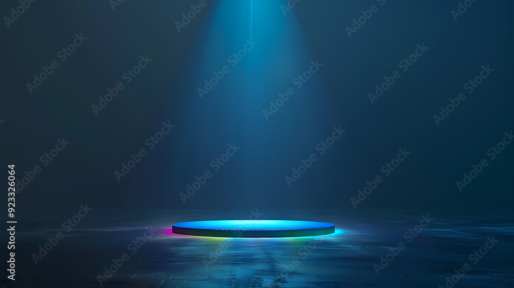 Obraz premium Neon light effects on the circular stage