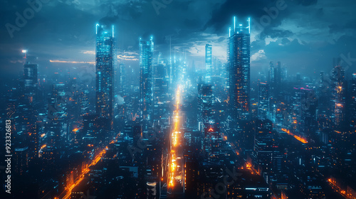 A futuristic cityscape