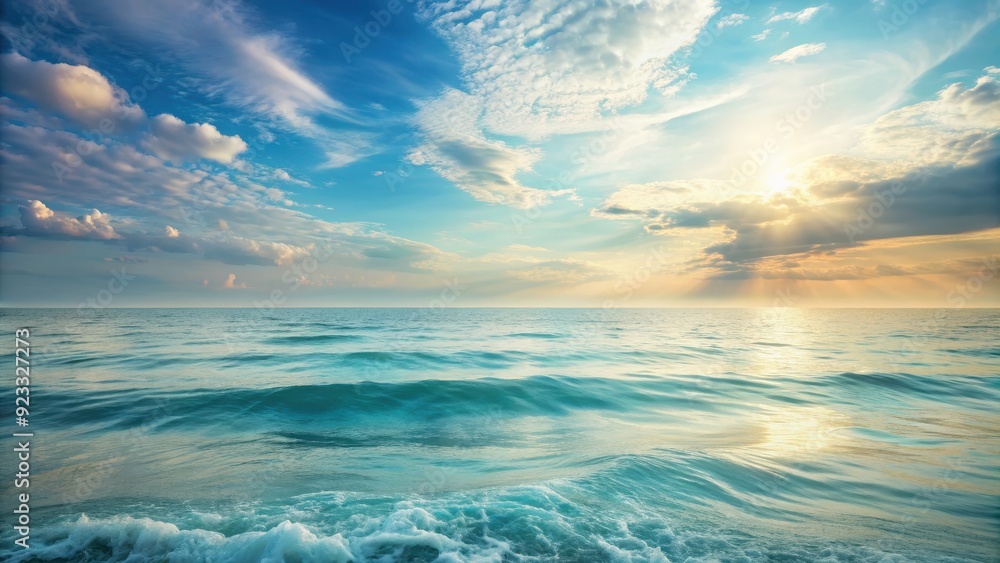 Obraz premium Soft and tranquil oceanic background in pale shades , ocean, sea, water, blue, waves, serene, peaceful, tranquil, calm