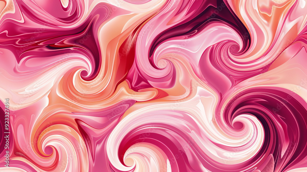 Obraz premium Abstract pattern of curls in pink, peach and burgundy shades, creating a feeling of smooth movement and harmony. Smooth lines and soft color transitions create a mesmerizing effect.