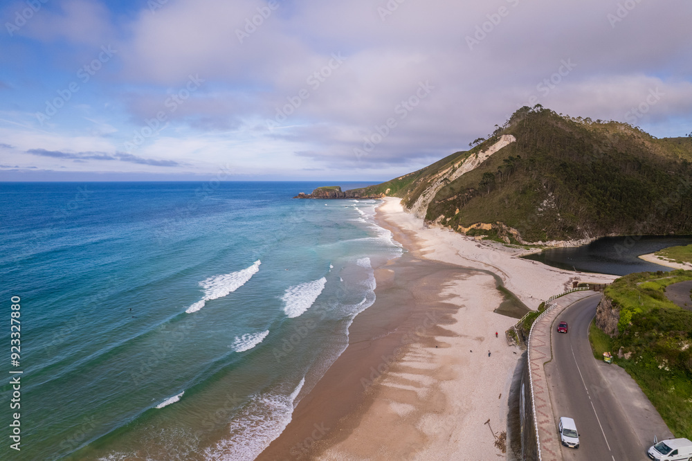Aerial view of Playa de San Antolín de Bedón on north of Spain Aerial view of Playa de San Antolín de Bedón on north of Spain