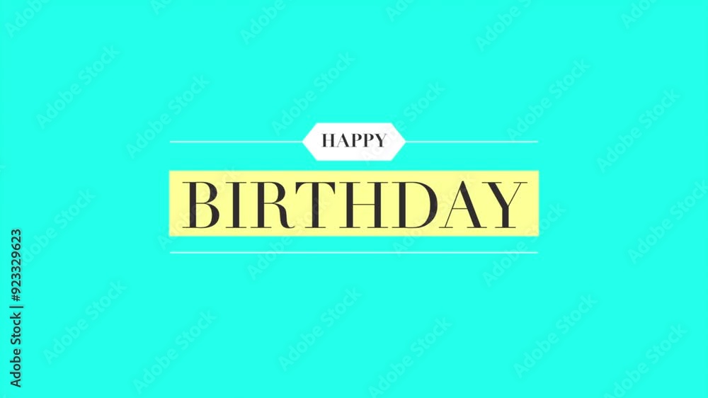A minimalist teal birthday card featuring the words Happy Birthday in a modern font, centered in a clean and simple design with white and yellow accents A minimalist teal birthday card featuring the words Happy Birthday in a modern font, centered in a clean and simple design with white and yellow accents
