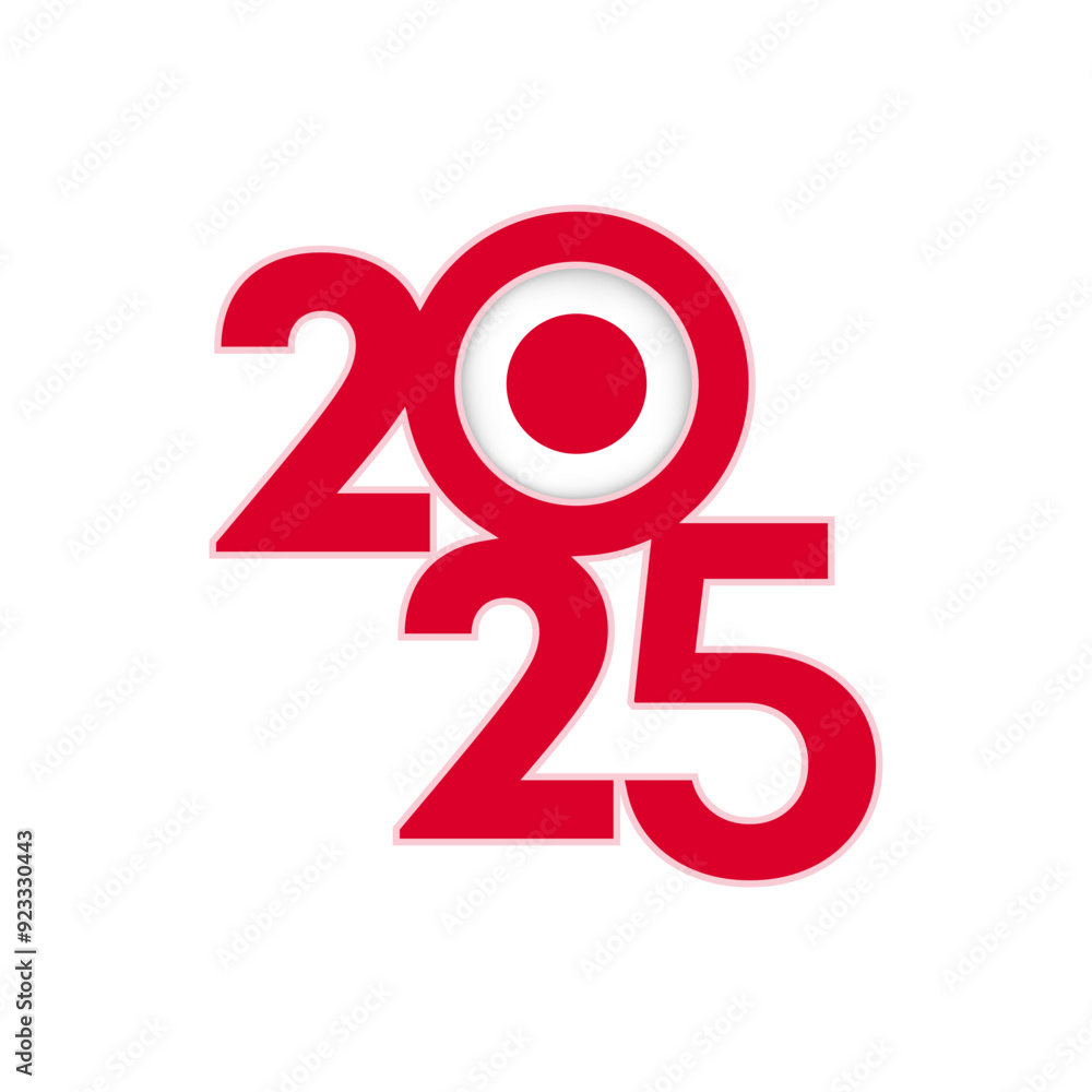 2025 banner with Japan flag inside. Vector illustration. 2025 banner with Japan flag inside. Vector illustration.