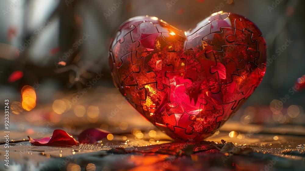 Two shining hearts are symbols of lovers. St. Valentine's day concept Two shining hearts are symbols of lovers. St. Valentine's day concept