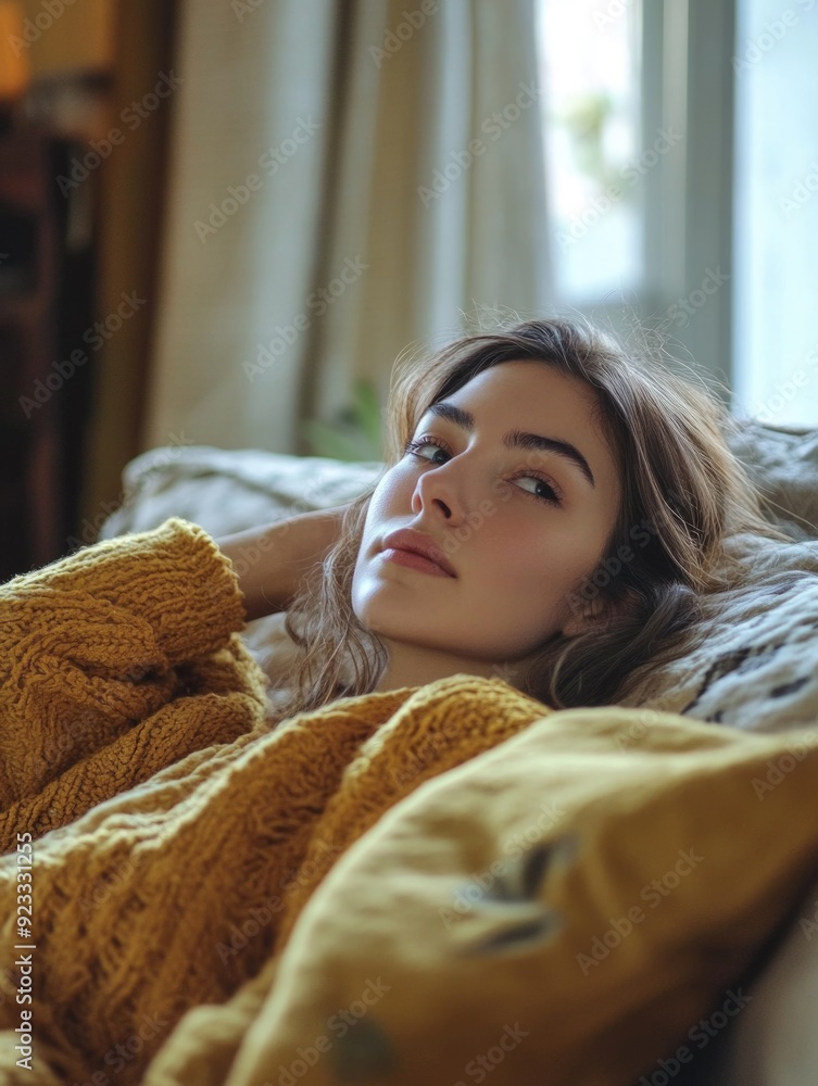 Contemplative Woman in Comfortable Clothes Contemplative Woman in Comfortable Clothes
