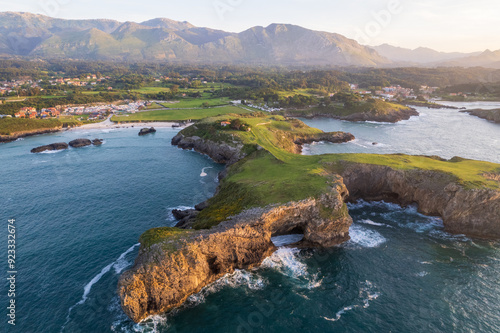 Aerial view of Spanish coast in Asturias on north of Spain

