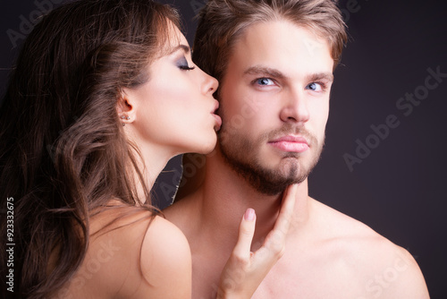 Beauty Couple in love kissing. Valentines day. Passionate kiss. Romantic moment. Tender lovers. Couple embrace and kissing. True love. Loving embrace. Dreamy kiss. Romantic kissing. Love in a kiss.