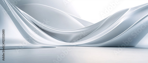 Abstract White Curved Shapes Minimalist Design Background