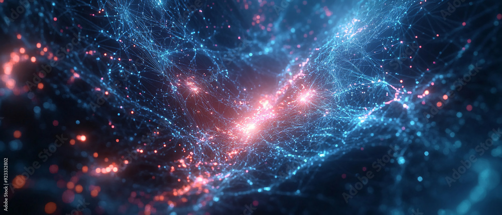 Fototapeta premium Abstract Digital Network with Glowing Connections and Particles