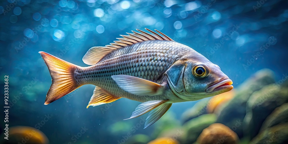 Fototapeta premium Rare marine fish with legs swimming underwater, marine life, underwater, fish, rare, legs, unique, ocean, sea creatures