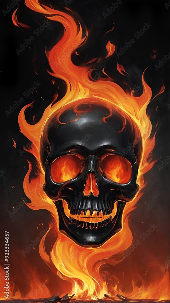 burning skull in flames burning skull in flames