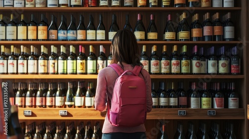 The woman and wine selection photo