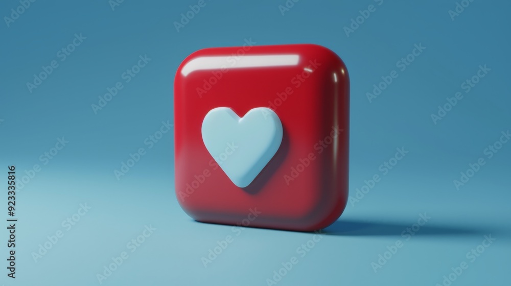 A 3D-rendered red love icon with a blue heart symbol placed in a minimalist blue background, representing social media and expressions of affection. A 3D-rendered red love icon with a blue heart symbol placed in a minimalist blue background, representing social media and expressions of affection.
