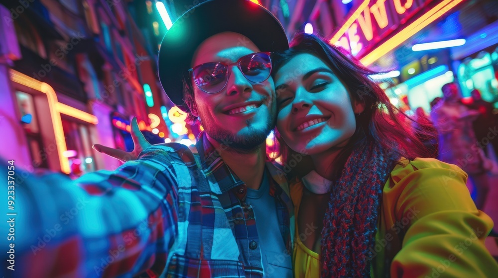 Obraz premium The couple taking selfie