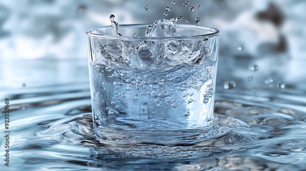Water Droplet Splashing into Glass. Water Droplet Splashing into Glass.