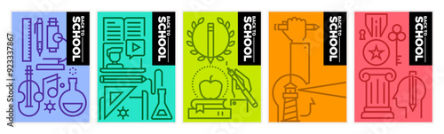 Back to school concepts. Vector illustration posters and banners of education, learning, back to school, university, online course and training, distance education and e-learning.