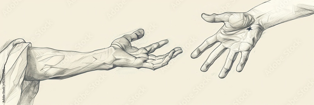 Jesus's hands offering support to a person in need, highlighting themes of divine aid and compassion, great for biblical illustration and inspirational imagery Jesus's hands offering support to a person in need, highlighting themes of divine aid and compassion, great for biblical illustration and inspirational imagery