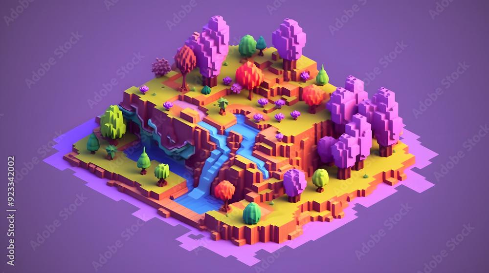 Obraz premium Debuff game 3d pixel cartoon