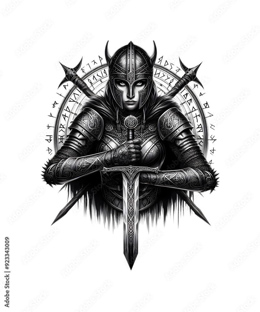 Obraz premium Viking Shield Maiden Warrior