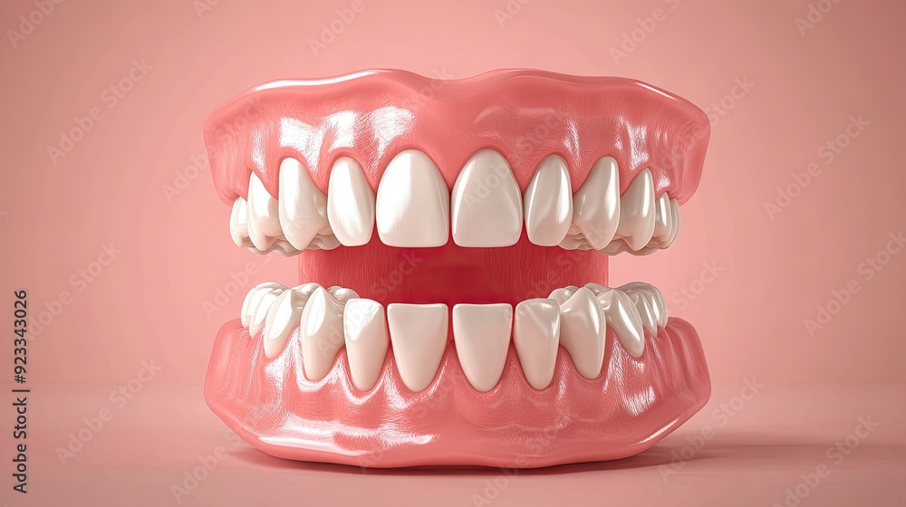 Obraz premium Human teeth anatomy isolated on a plain color background, with room for dental information.