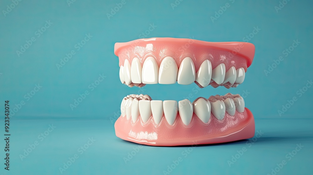 Obraz premium Human teeth anatomy isolated on a plain color background, with room for dental information.