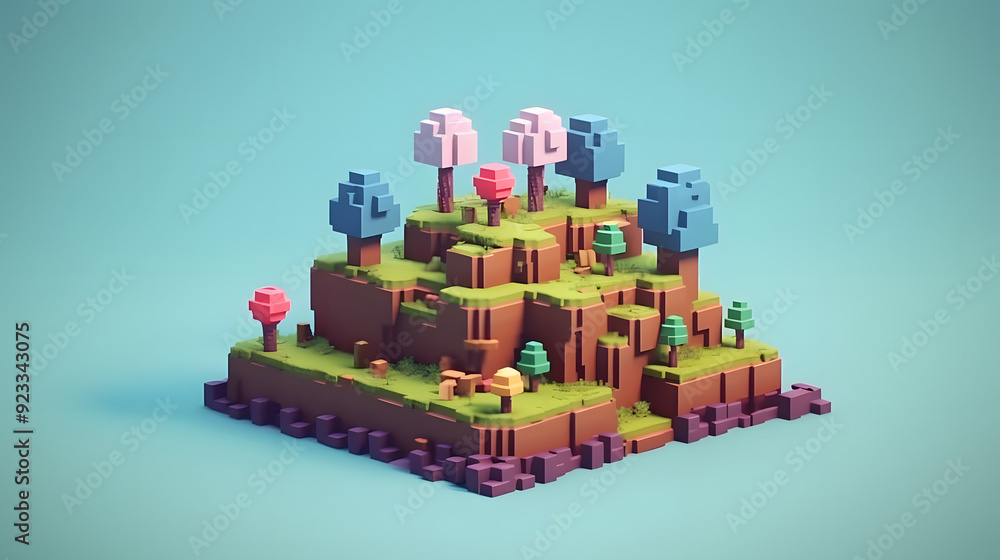 Obraz premium land Game 3d pixel Cartoon