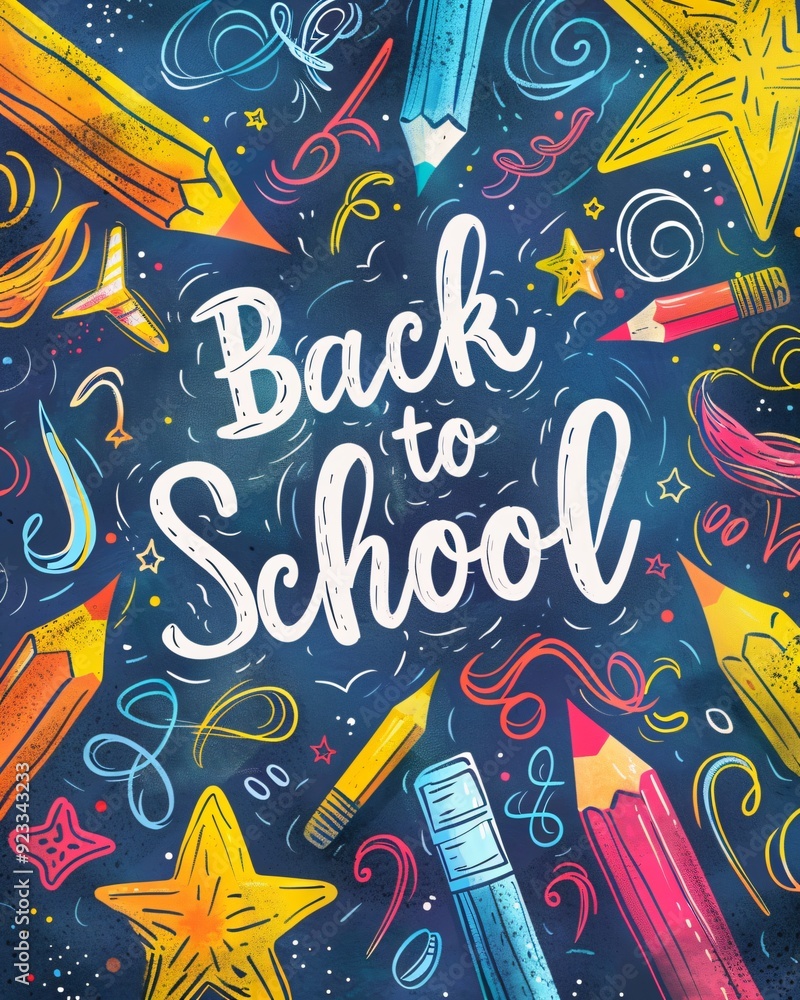 Naklejka premium colorful text back to school on chalkboard