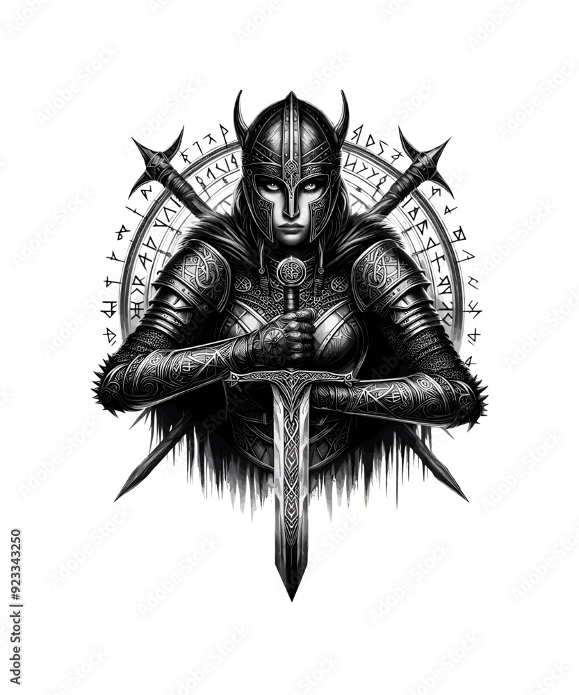 Fototapeta premium Viking Shield Maiden Warrior
