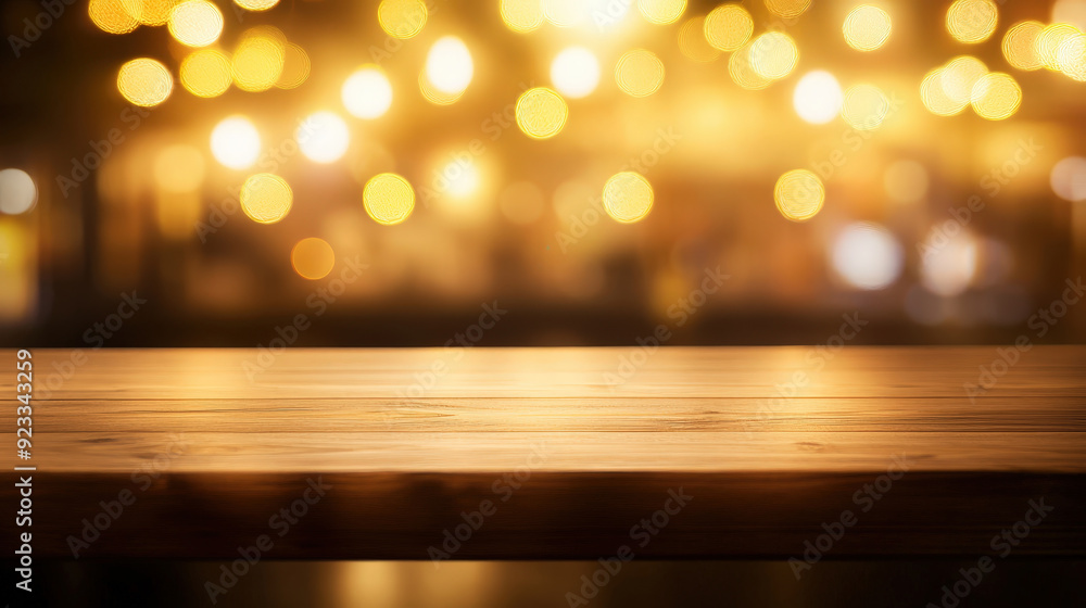 Rustic Wooden Surface with Soft Warm Lighting and Bokeh Rustic Wooden Surface with Soft Warm Lighting and Bokeh