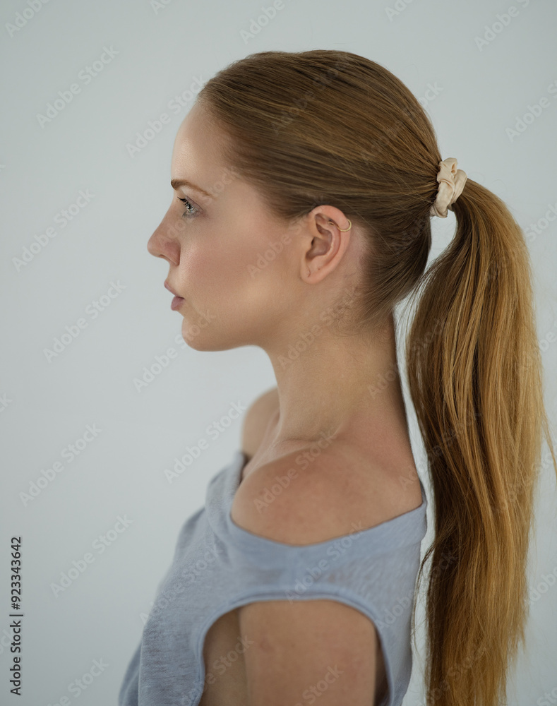 Cute girl. Profile Portrait of natural young woman with redhead and blue eyes. Natural girl, close up face, profile. Beauty Model Perfect Face Profile. Woman with Healthy Smooth Hair Tail. Cute girl. Profile Portrait of natural young woman with redhead and blue eyes. Natural girl, close up face, profile. Beauty Model Perfect Face Profile. Woman with Healthy Smooth Hair Tail.