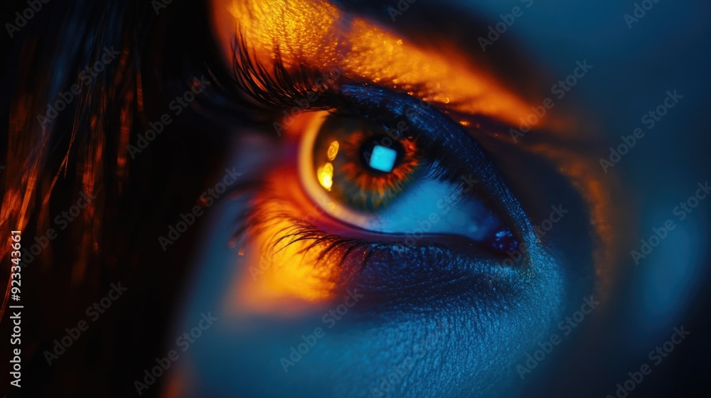 Close-up of an eye with a colorful glare Close-up of an eye with a colorful glare