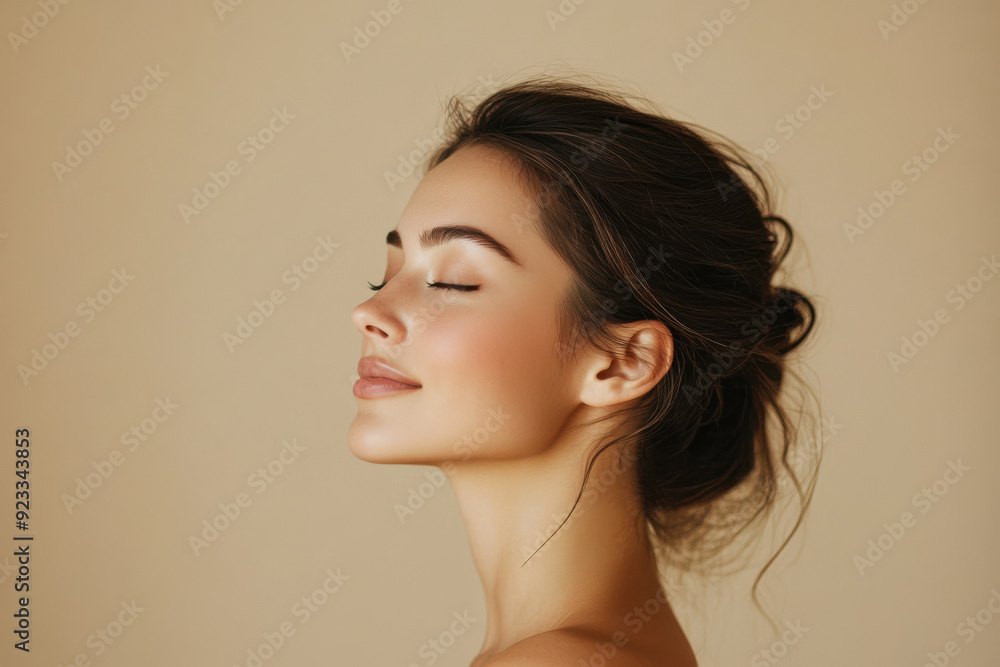 A close up of a woman's face with her eyes closed A close up of a woman's face with her eyes closed