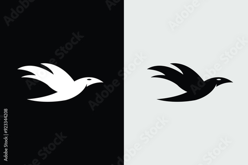 abstract abstract Minimalist bird flying logo template Premium Vector, bird logo design vector for travel or flight business
