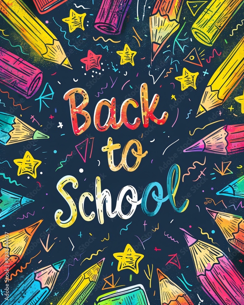 Fototapeta premium colorful back to school text poster