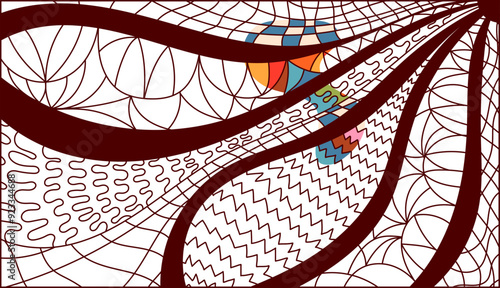 Groovy zentangle coloring antistress page .