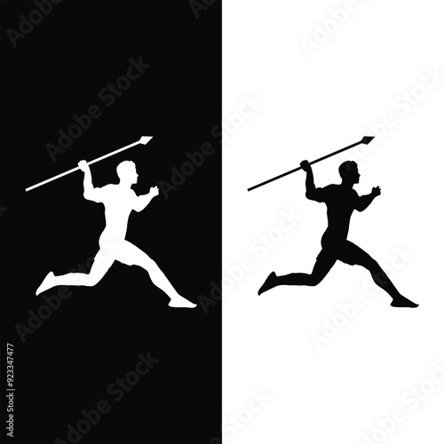 Javelin throwing Athlete. Javelin throw, athlete throwing, isolated vector silhouette. Athletics.
