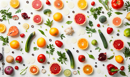 vegetable and fruits photo or illustrator on white background