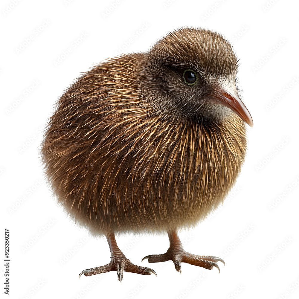 Fototapeta premium Striking Kiwi Bird Photographed in Studio with Plain White Background transparent png