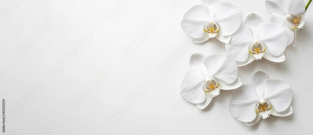 Obraz premium Beautiful white orchid flowers on a white background