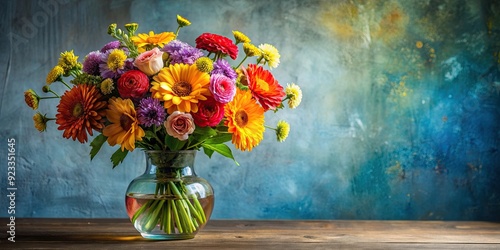A beautiful still life photo featuring a colorful bouquet of flowers in a vase , floral arrangement, colorful, spring